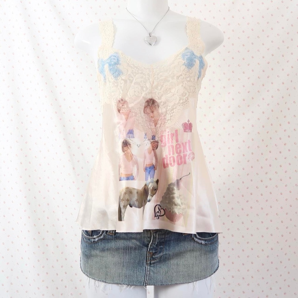 Y2K printed fairycore Lace Cami Size Small